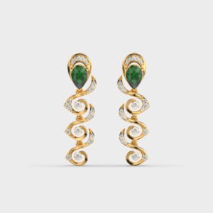 Green Cascade Spiral Diamond Danglers