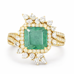 Emerald Radiance Halo Ring