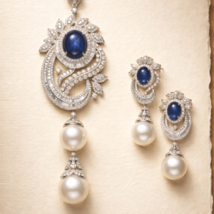 Aurevella Celestine Sapphire Pearl Cascade Set
