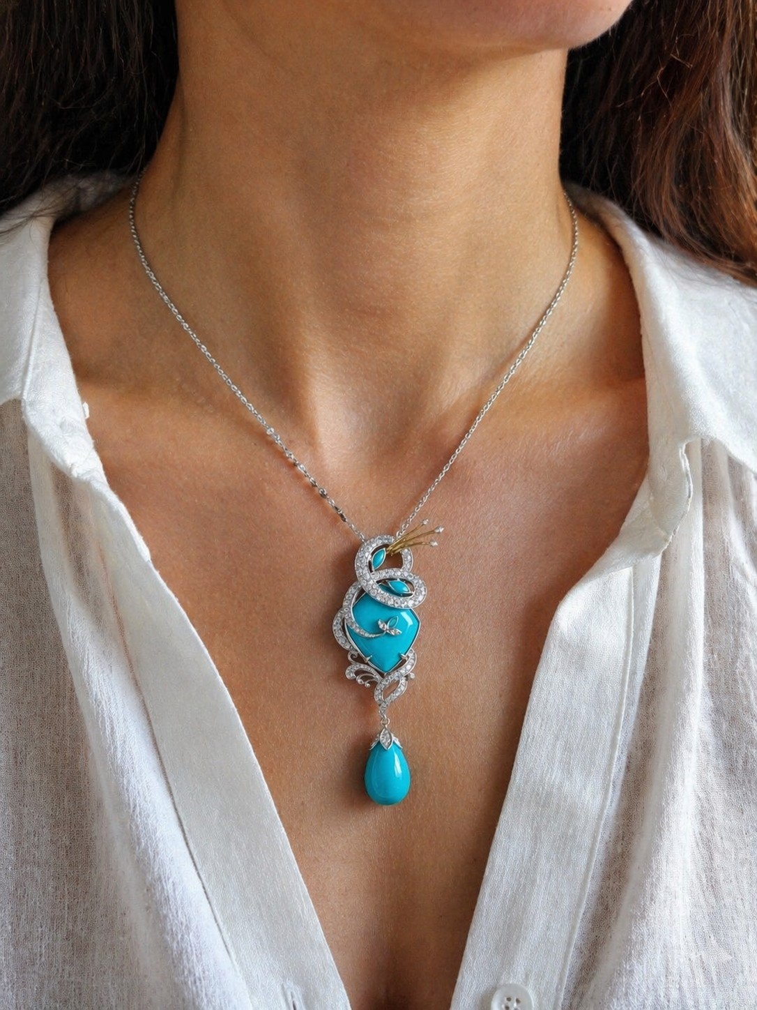 Aurevella Turquelis Serpent Drop Pendant - Image 2